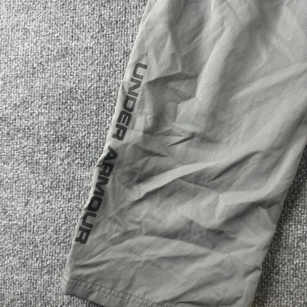 Under Armour Track Pants Mens S Gray Woven Elastic Waist Pockets Logo Loose